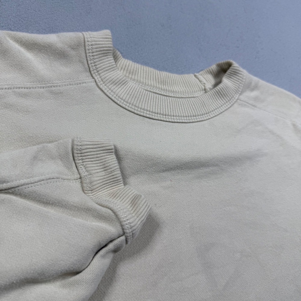 Aerie Cheers Embroidered Sleeve Sweatshirt Cream Crew Neck Small
